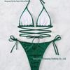 2023 Сексуальное бикини с бретелями, открытой спиной, треугольным верхом халтер