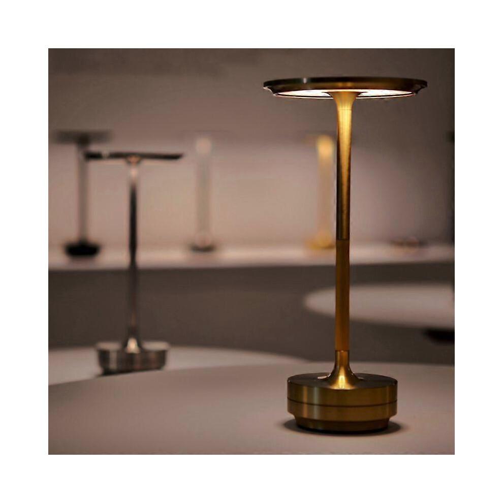 (Silver)Cordless Table Lamp Dimmable Waterproof Metal Usb Rechargeable Table Lamps