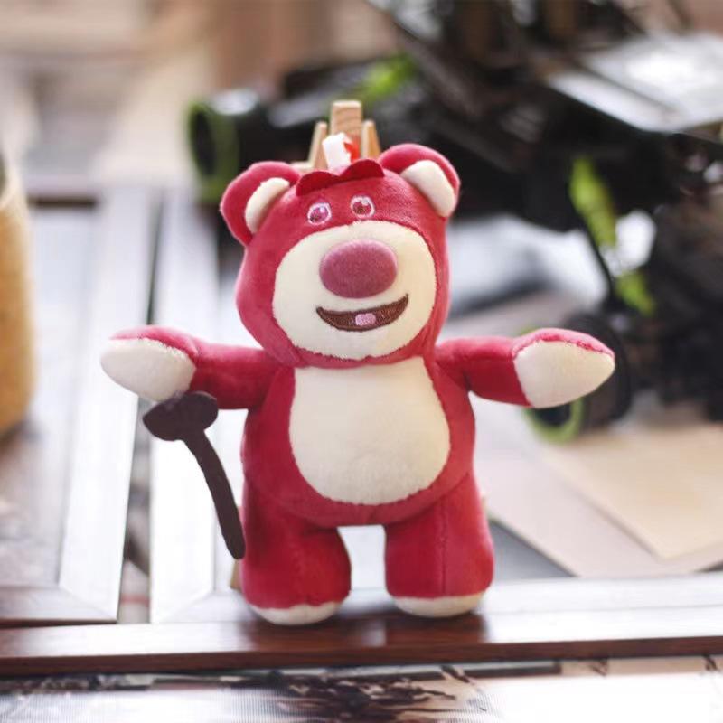 Ins Cute Pink Bear Pendant Plush Toy Doll Girl Heart Bear Bag Hanging Keychain Women