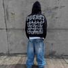 Y2K Streetwear Hooded Sweatshirt Men Women Loose Fit Letter Print Graphic Pullover Casual Urban Style