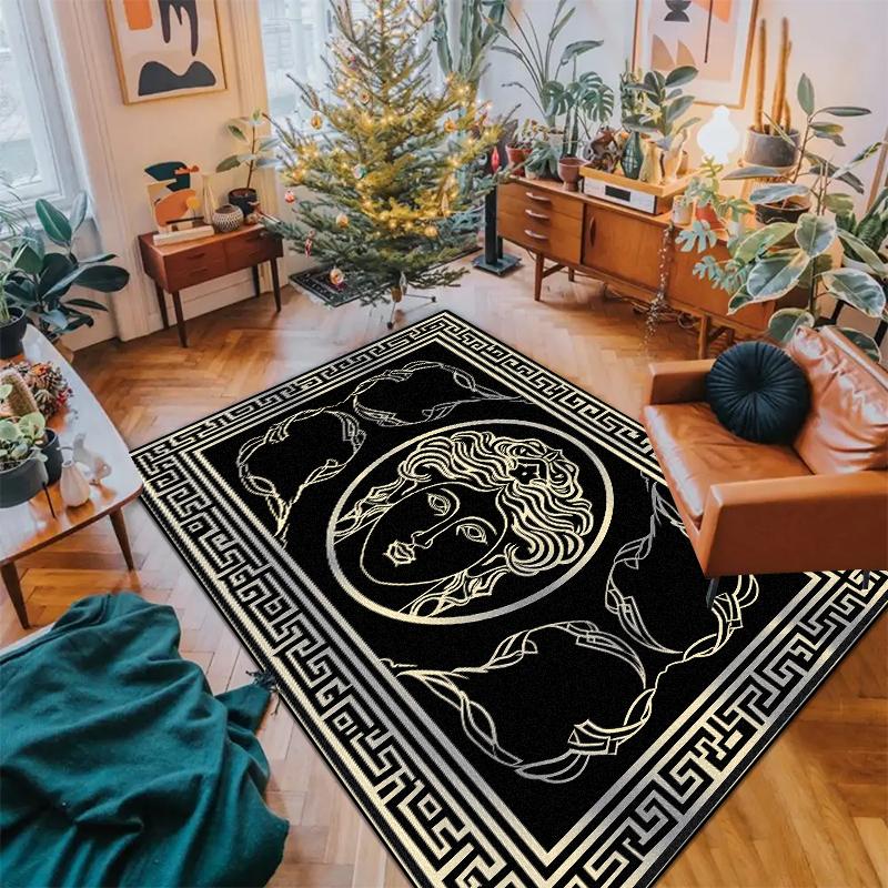 Современный черно-белый ковер для украшения гостиной Высококлассные роскошные ковры Нескользящий прикроватный коврик для спальни Моющийся коврик для пола в прихожую