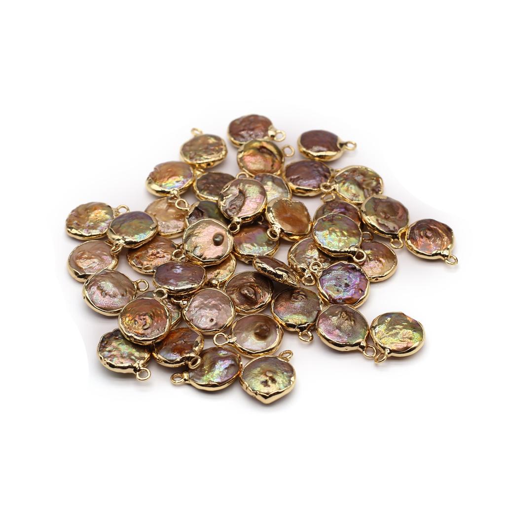 1 шт., мини-подвеска из искусственного жемчуга в стиле барокко, богемные круглые золотистые подвески с завернутыми краями для самостоятельного изготовления ожерелья, брелока, подвесных аксессуаров, ювелирных изделий