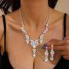 2pcs/set Shining Bridal Necklaces Earrings Elegant Necklace Earrings Set Wedding