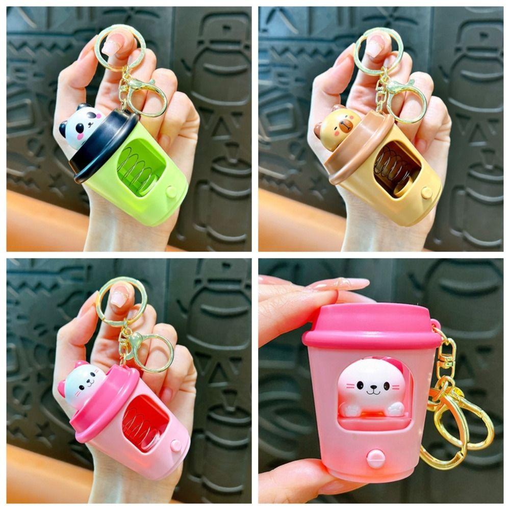 Bounce Car Keyring Panda Capybara Pendant Unique Cartoon Animals Dolls  Charms