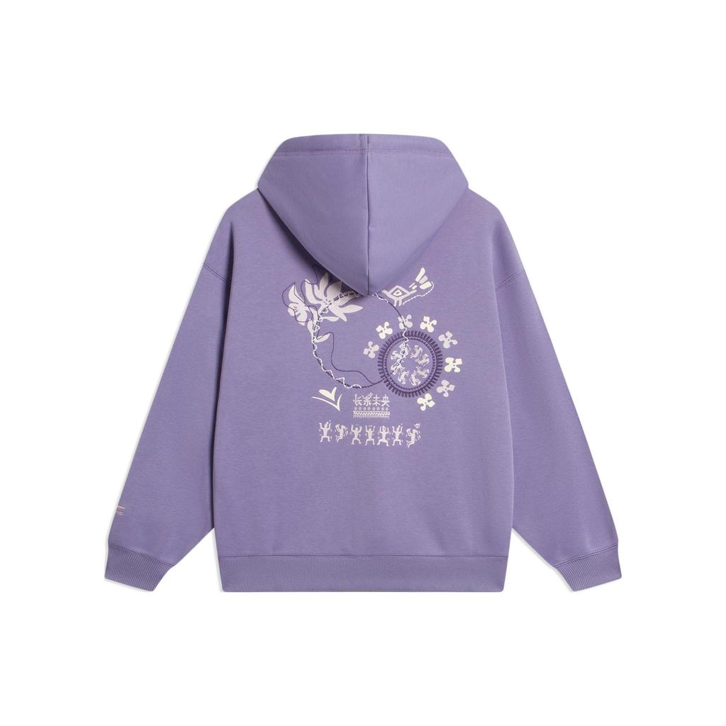 Li Ning Sports Lifestyle Series Long Happiness Never Ends Floral Pattern Hoodie Women Hoodies Light-Purple AWDTC84-1