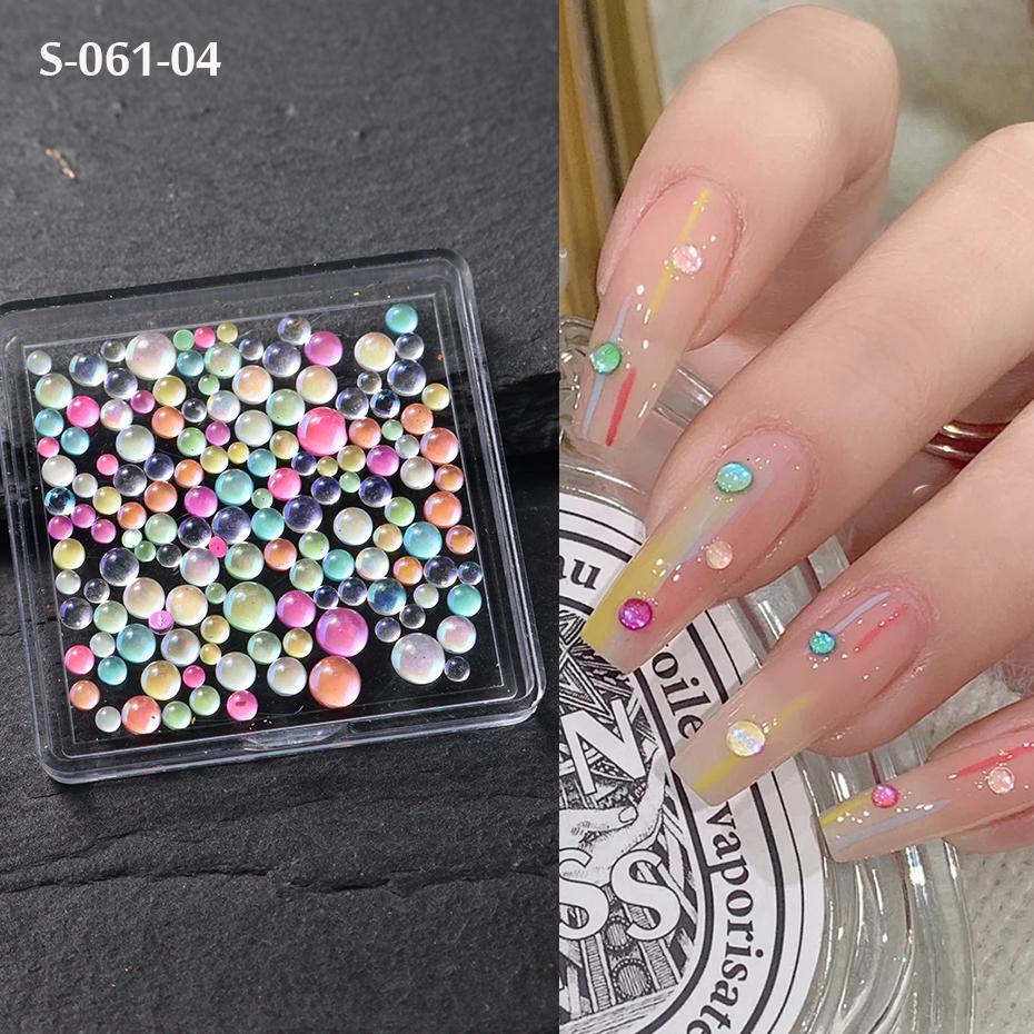 Xiaomi 6Grid Acrylic Mermaid Round Beads Nails Art Decoration 3D Crystal Teardrop Colorful Jewelry Charms Kawaii Ornaments Accessories