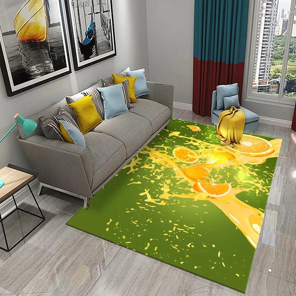 Yellow And Green Lemon Carpet Fresh Fruit Pattern Doormat Bathroom Kitchen Non-Slip Carpet Bedroom Living Room Decor