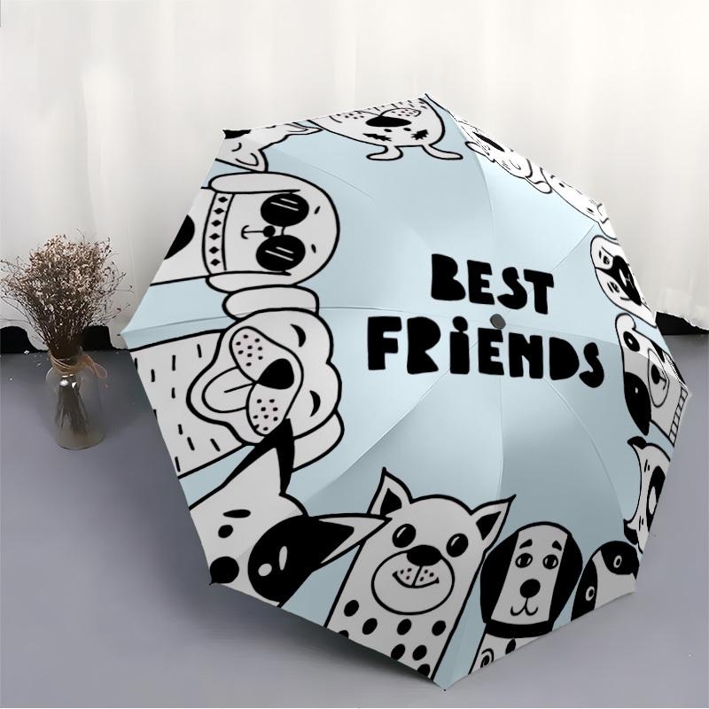 1pc Dogs Friendship Automatic Open/close Umbrella, 8-Rib sturdy structure, Auto Folding/Opening, Portable Travel Umbrella for Women,182