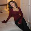 Foreign Trade 2025 Spring New European and American Women's Fashion Pure Desire Style Sexy Lace Trim Slim Fit Crop Top for Women