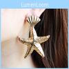 Gold Shell Fashionable Starfish Design Women Metal Earrings For Summer Beach