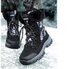 Женские зимние сапоги Plus Velvet Snow Boots Casual PU Canvas со шнуровкой, теплые, для улицы, из хлопка, большие, высокие, толстые, нескользящие