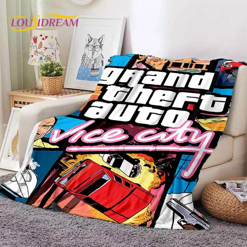 Игровой плед GTA Grand Theft Auto, Мягкий плед для геймеров, Согревающий плед, Удобный плед для пикника, кроватей, дивана, домашней спальни, Подарок