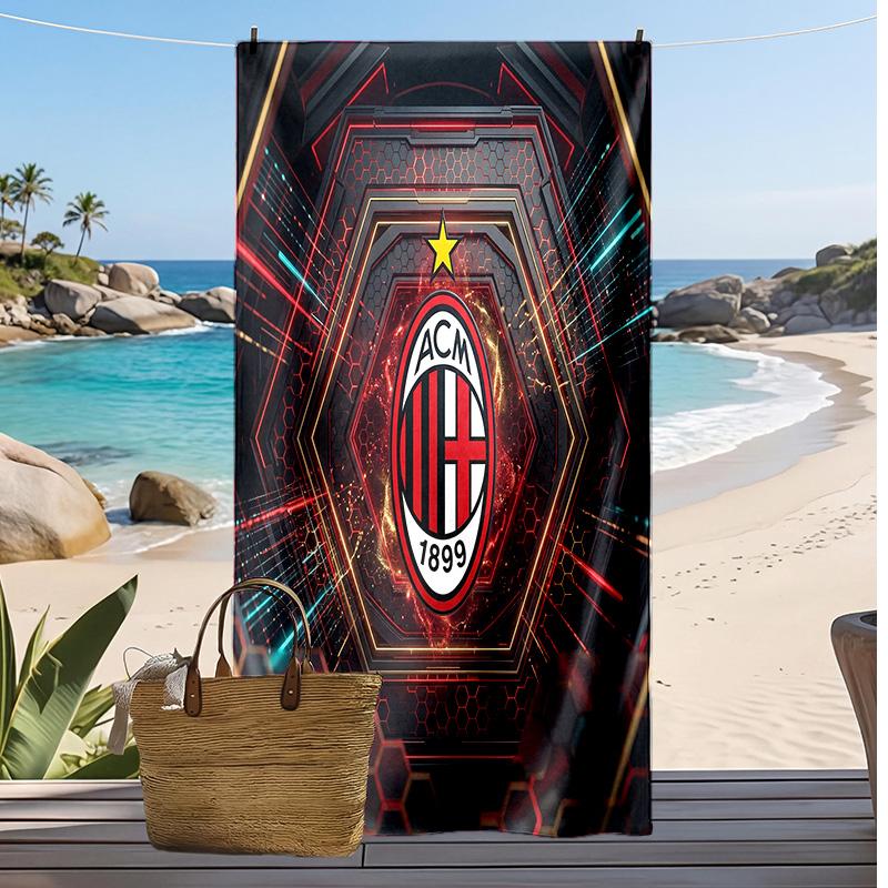 Пляжное полотенце с принтом AC Milan, быстросохнущее, мягкое, портативное, большое, прямоугольное, пляжное покрывало для путешествий, бассейна