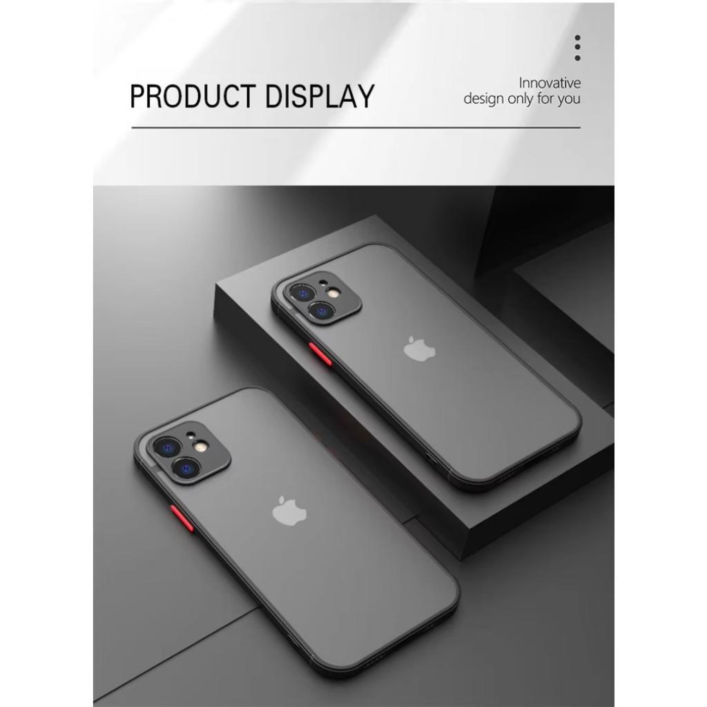 Luxury Shockproof Armor Matte Case For iPhone 11 12 13 14 15 16 Pro Max XR XS X Plus SE Mini Silicone Bumper Clear Hard PC Cover