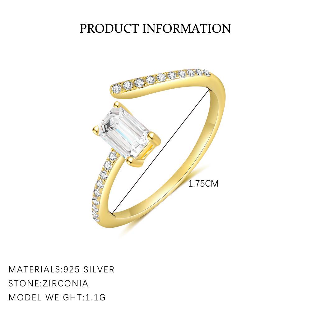 925 Sterling Silver Geometric Water Droplet Zircon Open Ring for Women Fashionable Exquisite Jewelry Gifts