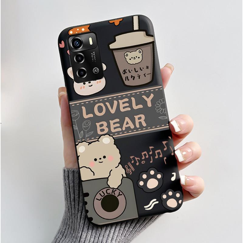 Casing For ZTE Blade A72 4G V40 Vita Phone Case Shell Aesthetic Cute Cat Astronaut Fashion Matte Black Protective Soft TPU Cover