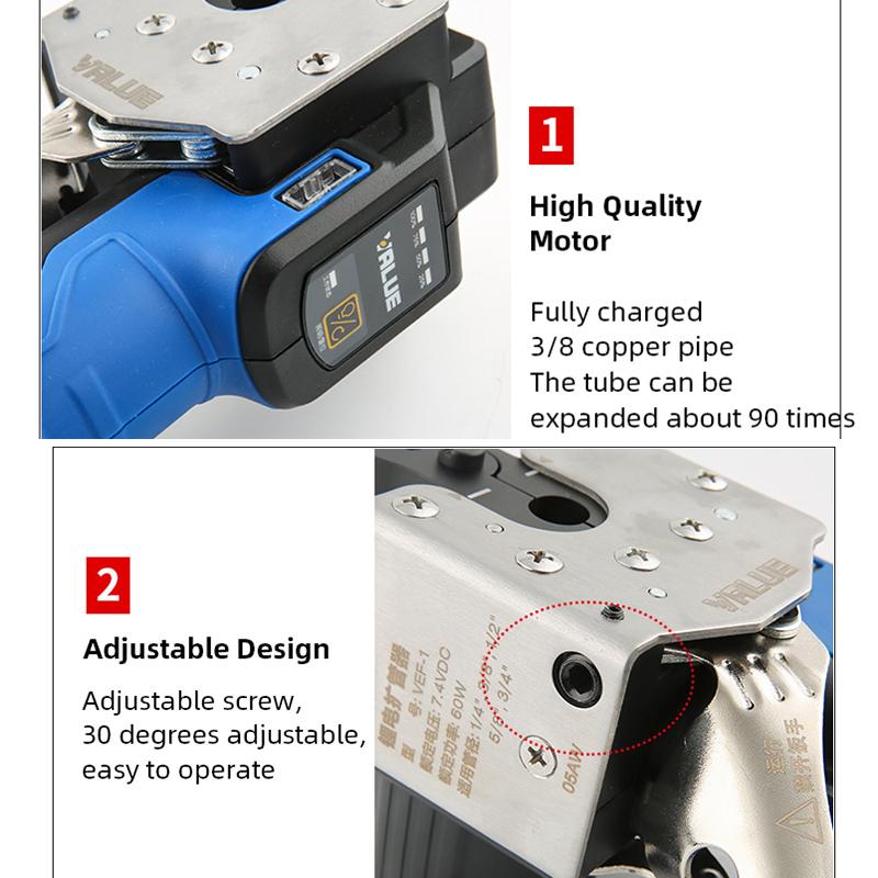 Электрические расширители Полностью автоматический литий-ионный ручной развальцовщик Метрический Дюймовый Медная труба Развальцовщик Труборасширитель