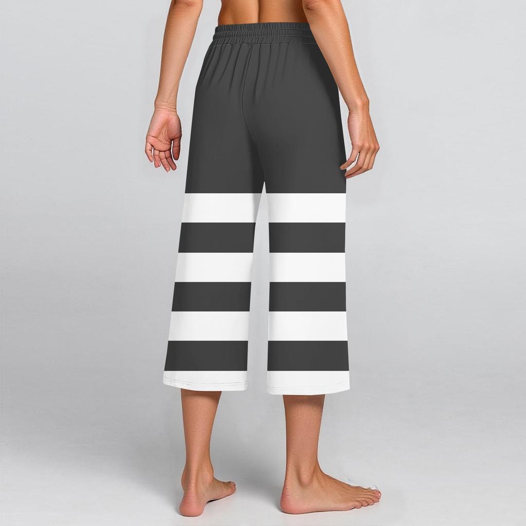 Женские летние повседневные спортивные брюки с высокой талией и принтом, укороченные брюки свободного покроя