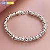 20СМ Серебряный Браслет Изысканные Бусины 6ММ Женская Мода Свадебная Вечеринка Подарок Ювелирные Изделия