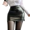 Модные сексуальные кожаные юбки больших размеров, кожаные юбки для женщин, повседневные, с высокой талией, для работы в офисе, мини-платье, короткая юбка для женщин
