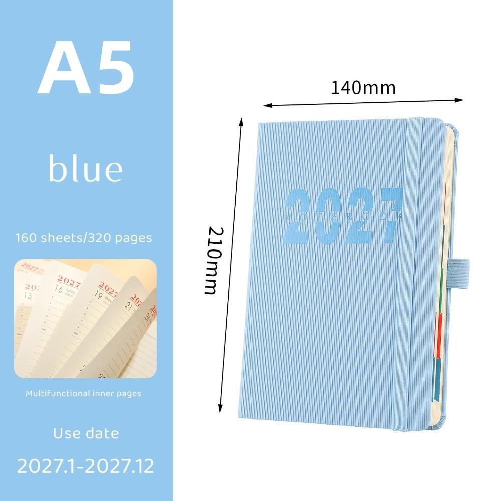 PU Leather Daily Planner Notebook Flat Spread Agenda Organizer Gifts 2027 Schedule Book