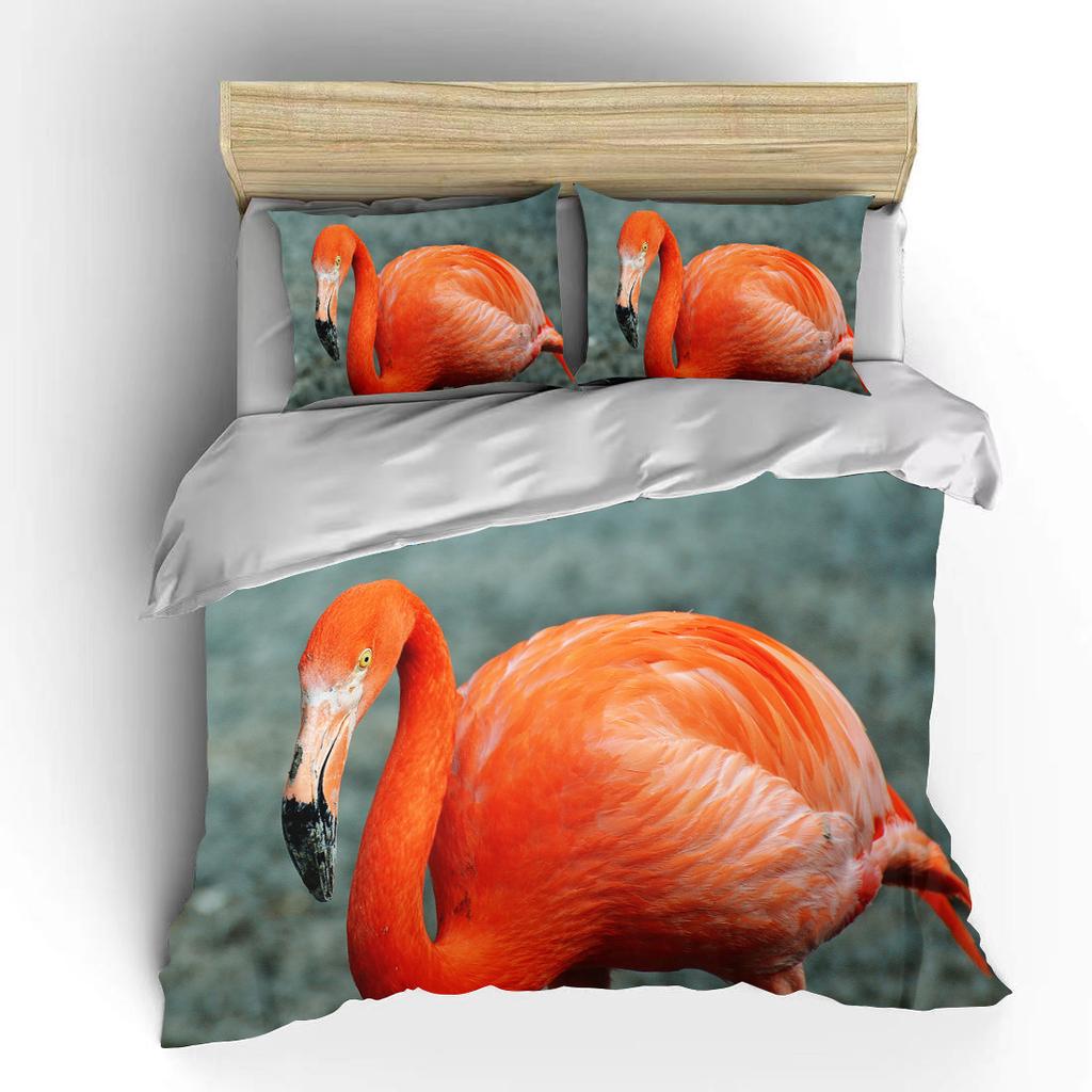 Мультяшный фламинго милый медведь каваи рождественский подарок двуспальный комплект постельного белья из микрофибры или полиэстера с пододеяльником