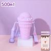 Ice Cream Cone, Straw, Plastic Cup, Children's and Students' Outdoor Portable Cup, Large Capacity Cute Pop-up Water Cup