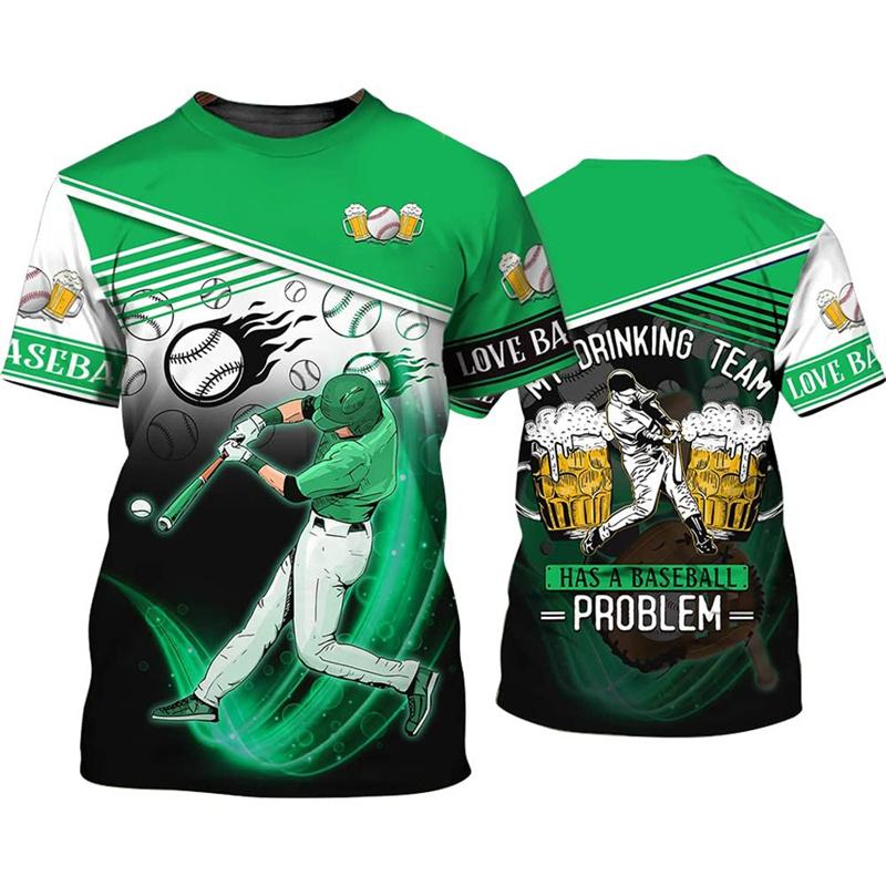 Hot Sale Baseball Pattern Printing Personality 3D Printed T-shirt Sports Softball Unisex Quick-drying Short-sleeved T Shirt Top