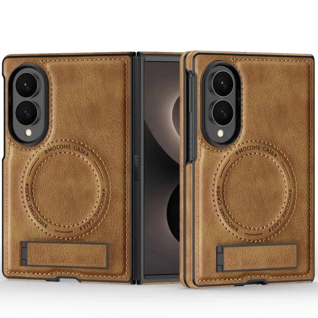 Luxury Business For Magsafe Magnetic Kickstand Leather Phone Case For Samsung Galaxy Z Fold 8 Ultra 7 6 5 4 3 Shockproof Cover