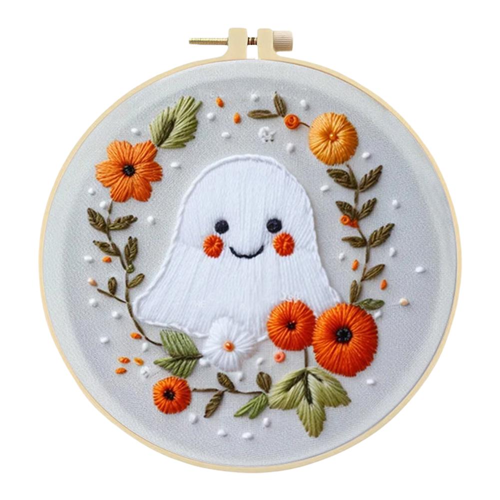 Наборы для вышивания крестом на Хэллоуин с пяльцами, цветной нитью и тканью