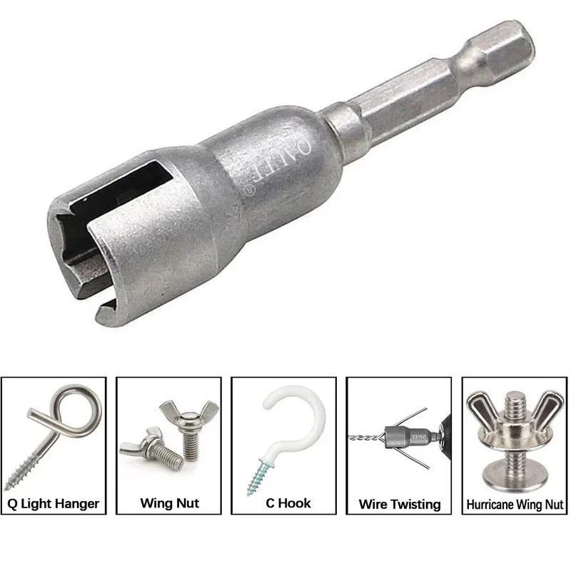 Wing Bolt Socket Wrench 1/2 Piece 6.35mm Hex Shank Socket Adapter Nut for Power Tool Slotting Electric Screwdriver Socket