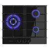 Cecotec Plaque de gaz 3 feux Bolero Squad G 3400F Glass Black 62kW Verre noir Grilles fonte Brûleur WOK