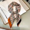 Spring and Autumn Tie-dye Houndstooth Pattern Decoration Medium-length Imitation Silk Rolled Flat Silk Scarf for Women Japanese and Korean Sweet