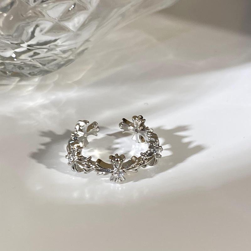 Холодный ветер~серебряное циркониевое крестовое кольцо женское Ins легкое роскошное парное кольцо