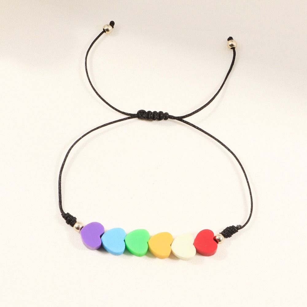 2Pcs Boho Charm Rainbow Heart Bracelet Adjustable Friendship Braided Bracelet Friends
