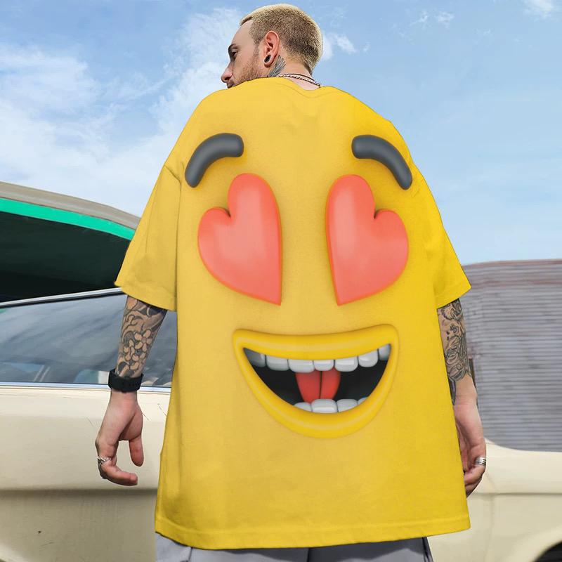 Новая мужская футболка с принтом 3D Funny Expression, футболка для мужчин, милая футболка Harajuku с коротким рукавом, свободный топ большого размера, повседневная мужская одежда