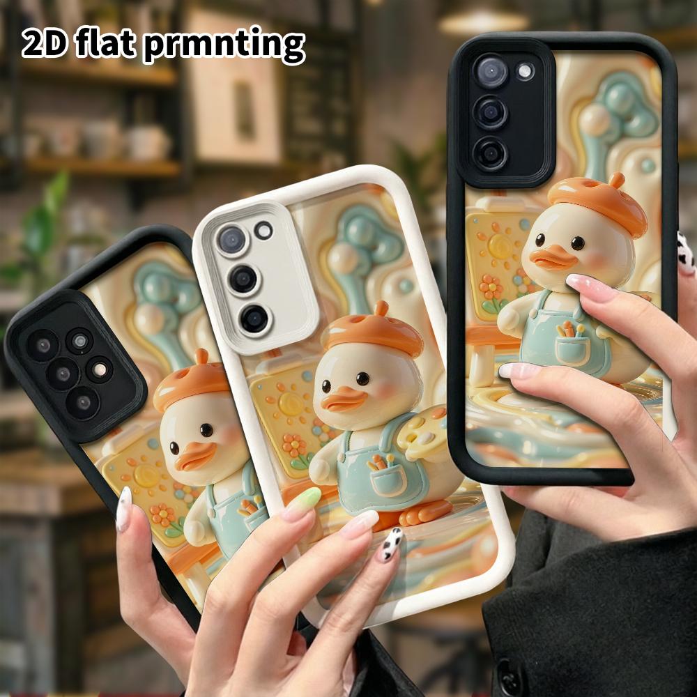 Phone case: 2D flat, suitable for Samsung Galaxy A34 A35 M05 M06 S20 S22 S21 FE Plus 5G protective case, featuring a little duck drawing, perfect Chri