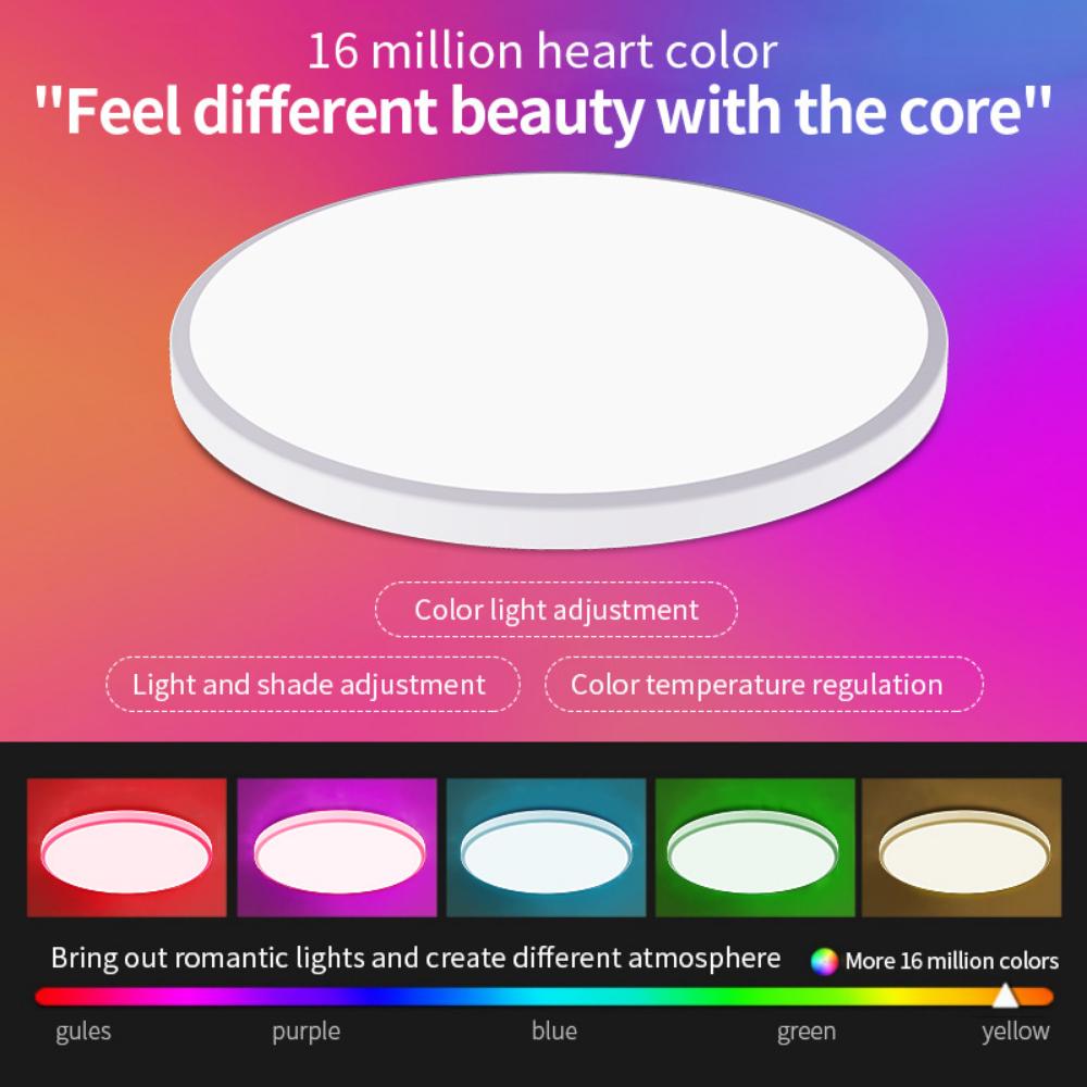 New Ceiling Lamp Rgbcw Full-Color Dimming Color Intelligent Rf Remote Control Bedroom Round Led Ceiling Lamp