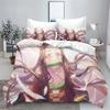Demon Slayer Kimetsu No Yaiba Kamado Nezuko Anime 100% Polyester Bedding Set Duvet Cover Set Printed Cartoon Home Decor