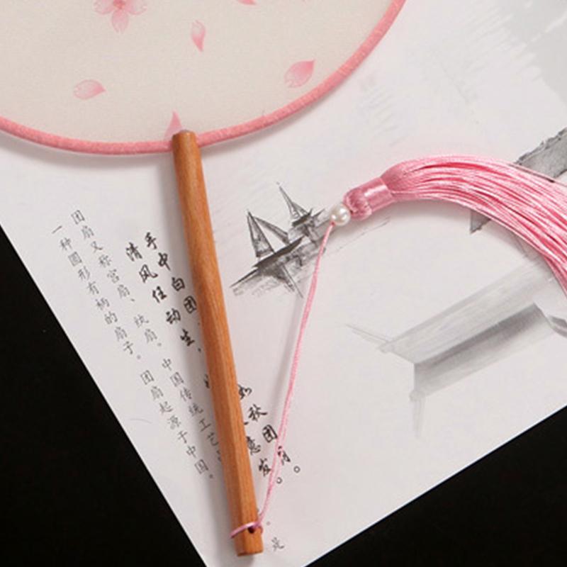 1шт классические печатные кисточки с длинной ручкой круглые веера круглый свадебный веер