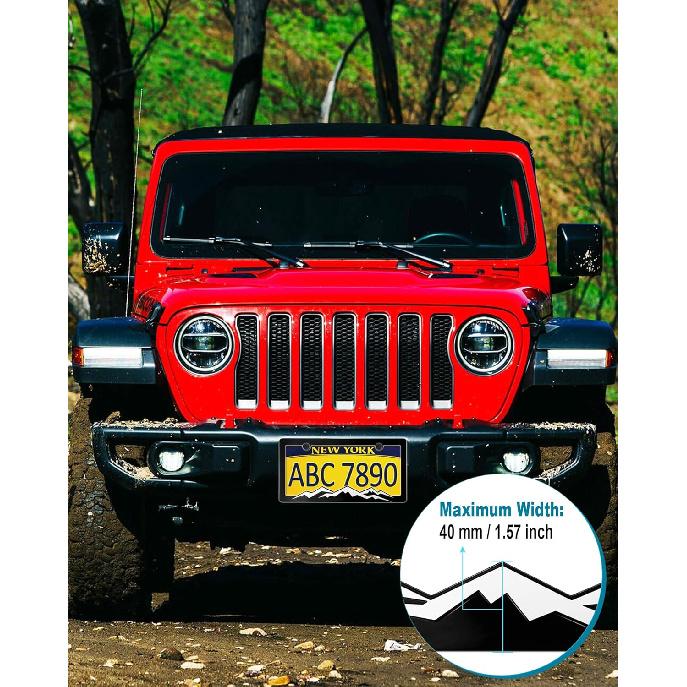 Рамки для номерных знаков с горами - Белые на черном 3D объемные горы, ABS пластиковый держатель для автомобильного номера | Включает нержавеющие винты, заглушки и бесплатную виниловую наклейку