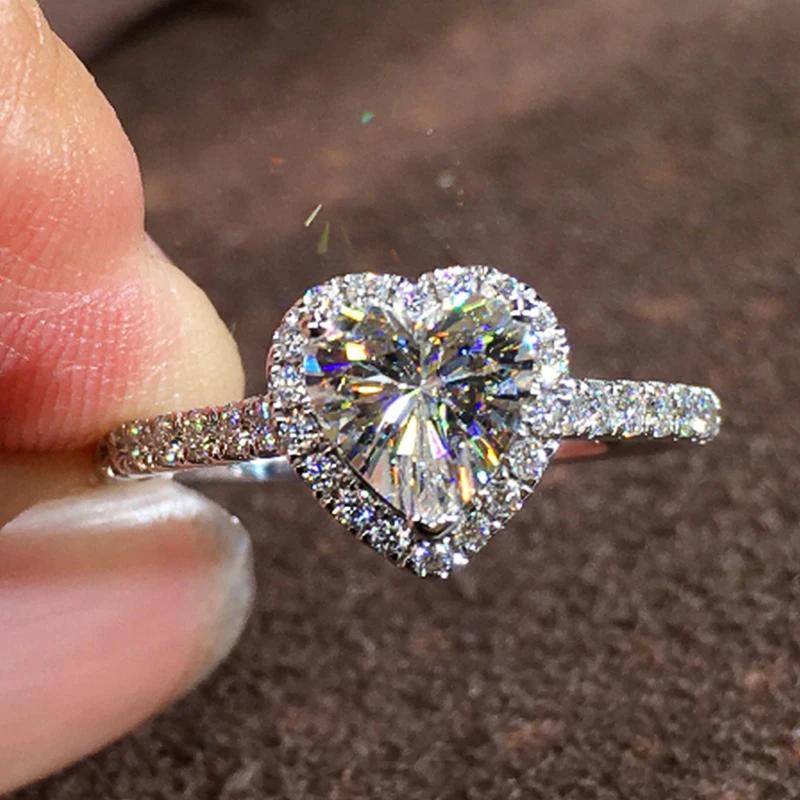 Эстетические кольца Huitan в форме сердца для женщин, блестящие кубические цирконии, аксессуары для пальцев, изысканные помолвочные украшения