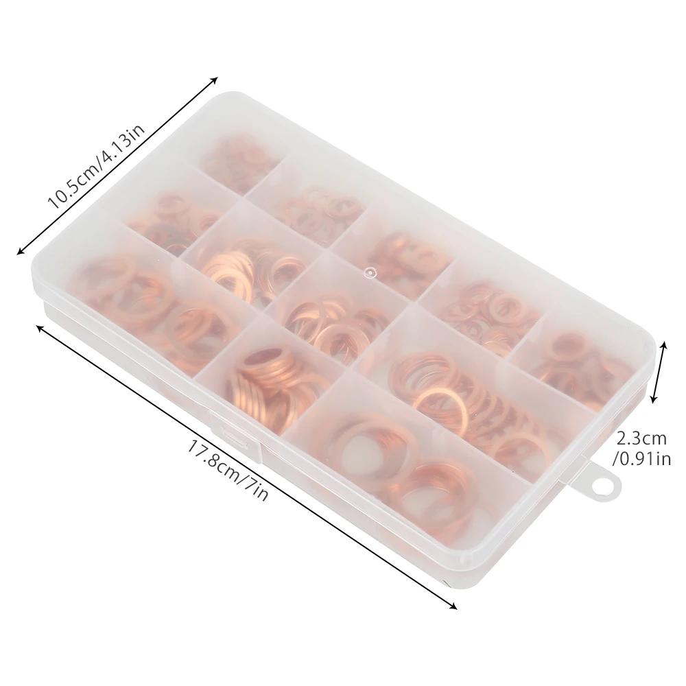 450pcs Copper Washer Gasket Set Sealing Plain Washer Kit Oil Seal Kit M5/M6/M8/M10/M20 for Sump Plugs Hardware Accessories