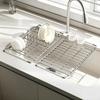 Stainless Steel Expandable Over Sink Dish Drying Rack Rustproof For Kitchen Dish Fruit Vegetable Draining