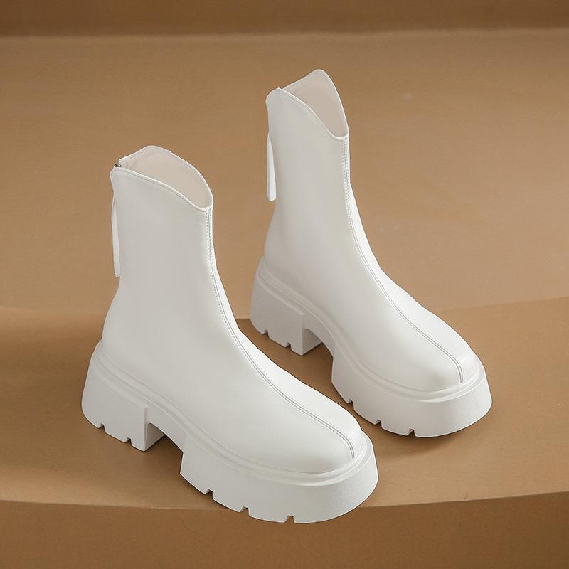 Женские ботильоны на платформе, модные женские ботильоны с толстой подошвой и круглым носком, короткие ботинки, зимние мотоциклетные ботинки Bottine