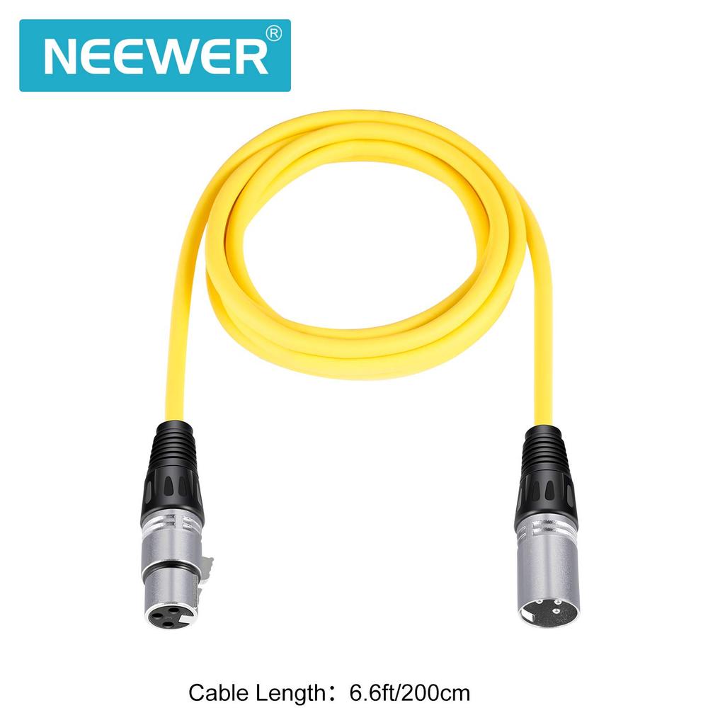 NEEWER 6 шт. XLR папа XLR мама Цветной микрофонный кабель Резиновая оплетка Патч-корд Кабель Балансный Змеевидный патч-корд Желтый и 6,5 футов/2 м (Зеленый, Синий,