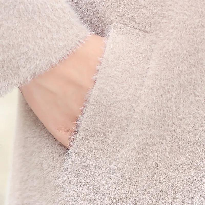 Осенне-зимняя женская шуба из искусственной норки среднего возраста, утолщенная свободная одежда для мам средней длины, элегантная шерстяная куртка 4XL