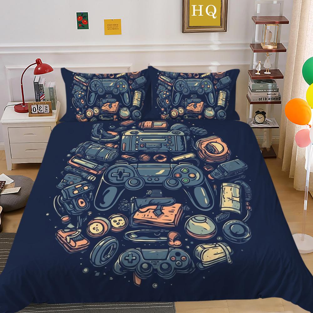 Комплект пододеяльников с 3D игровой консолью и принтом, домашнее постельное белье, односпальная кровать, одежда для мальчиков и детей, мягкий комплект постельного белья, чехол
