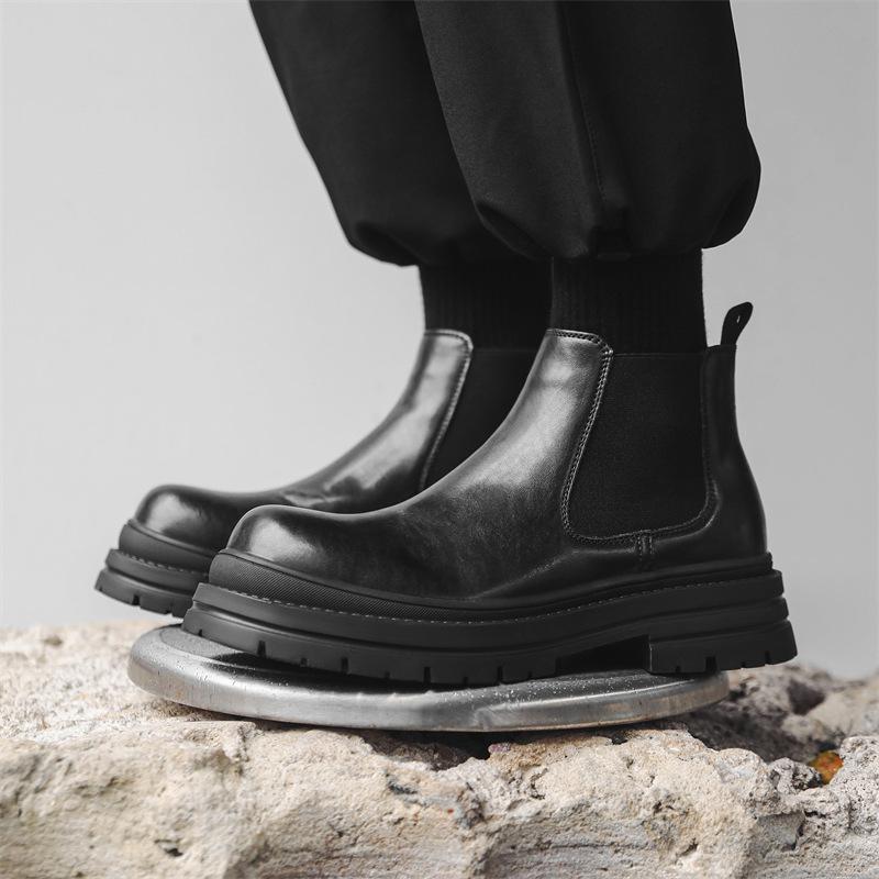 Новые осенне-зимние ботинки Chelsea Martin мужские высокие в британском стиле на толстой подошве с эффектом увеличения высоты, бархатные короткие ботинки 14402-J