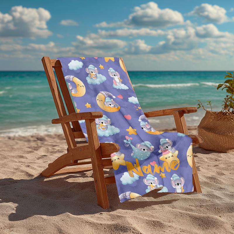 Custom Name Ultra-Soft Beach Towel with Koala Theme,Ideal for Pool - Camping, Diving - Perfect Travel Essential, Vibrant Beach Towel.